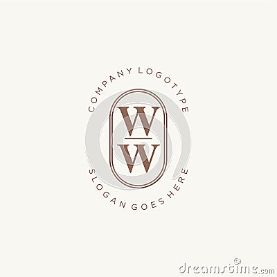 Initial WW beauty monogram and elegant logo design Vector Illustration
