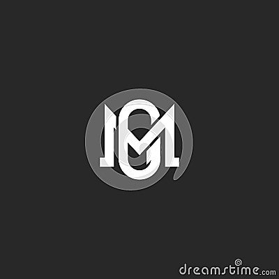 Initials letters MG or GM logo monogram, two intersection letters M and G emblem, weaving symbol minimalist style art Vector Illustration