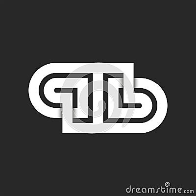 Initials letters qb logo monogram artistic pattern, overlapping parallel lines, two letters q and b endless shape identity black Vector Illustration