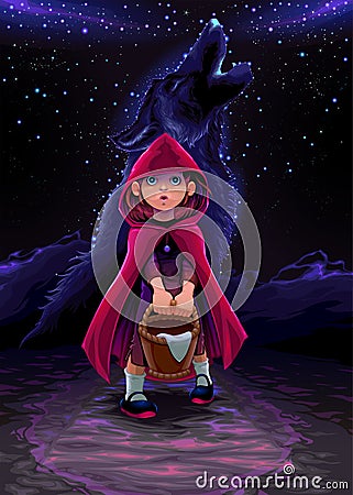 The initiation of Red Riding Hood Vector Illustration