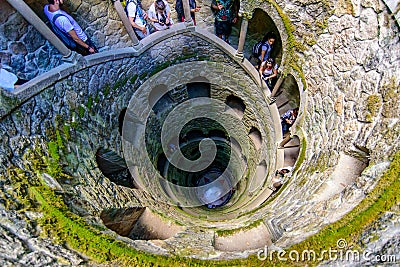 Initiation Well in Quinta da Regaleira, a UNESCO site in Sintra, Portugal Editorial Stock Photo