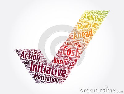 Initiative check mark word cloud collage, concept background Stock Photo