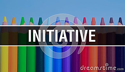 Initiative concept with education and back to school concept. Creative educational sketch and Initiative text with colorful Stock Photo