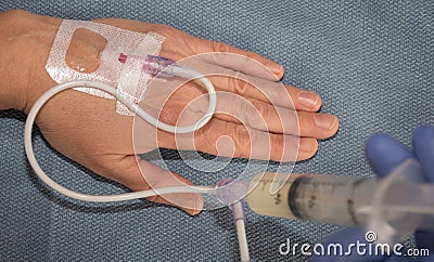 Injecting Propofol Stock Photo