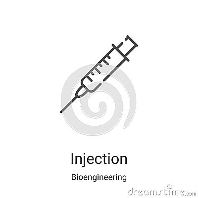injection icon vector from bioengineering collection. Thin line injection outline icon vector illustration. Linear symbol for use Vector Illustration
