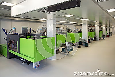 Injection molding of biomedical products in clean room Stock Photo