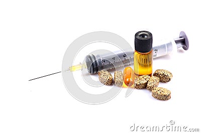 Injection and pills Stock Photo