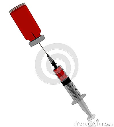 Injection syringe bottle isolated bliue - 3d rendering Stock Photo