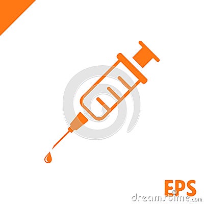 Injection syringe flat icon vector for medical apps and websites Vector Illustration