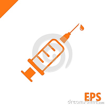 Injection syringe flat icon vector for medical apps and websites Vector Illustration