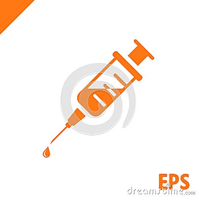 Injection syringe flat icon vector for medical apps and websites Vector Illustration