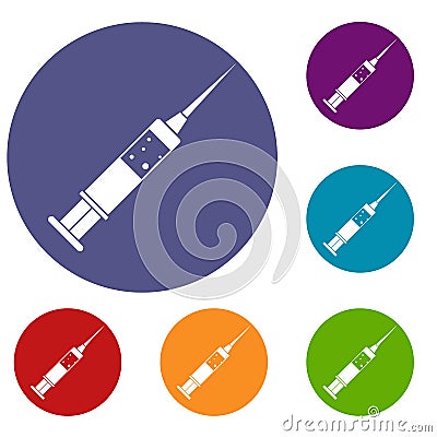 Injection syringe icons set Vector Illustration