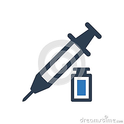 injection syringe and vaccine icon Vector Illustration