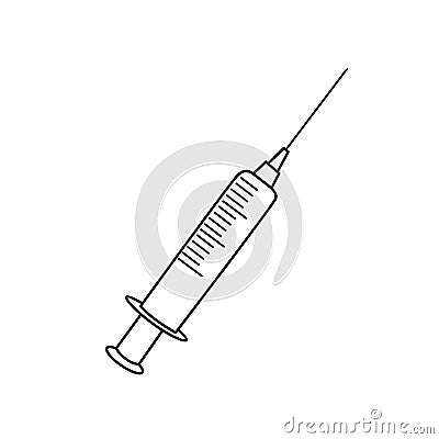 Injection syringe vector isolated black outline Vector Illustration