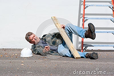 Injured construction worker Stock Photo