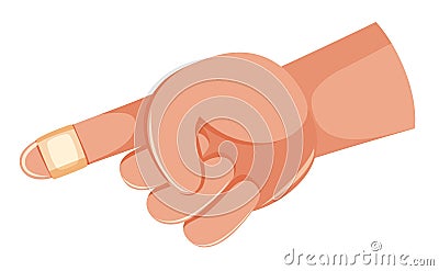 Injured finger with bandage Vector Illustration