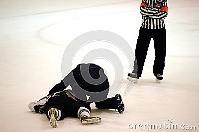 Injured hockey player Stock Photo