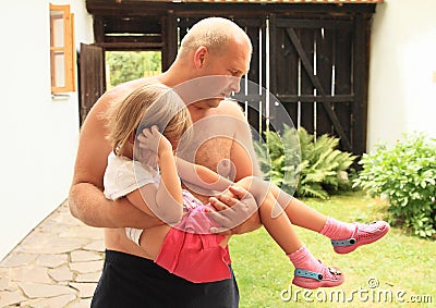 Injured little girl Stock Photo