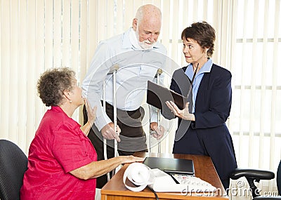 Injured Man with Lawyer Stock Photo