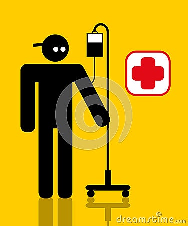 Injured worker with drip Stock Photo