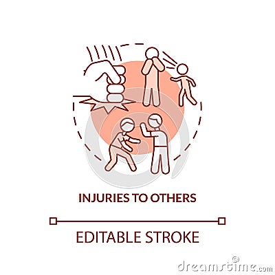 Injuries to others red concept icon Vector Illustration