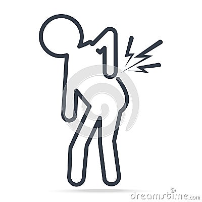 Injury of the back pain icon. Medical concept simple line style Vector Illustration