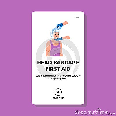 injury head bandage first aid vector Cartoon Illustration
