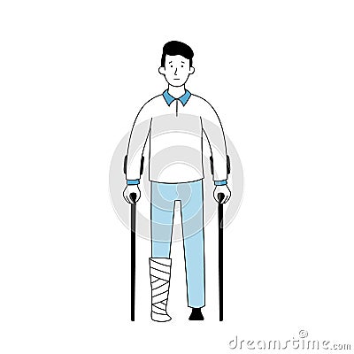 Injury man with accident leg bone Vector Illustration