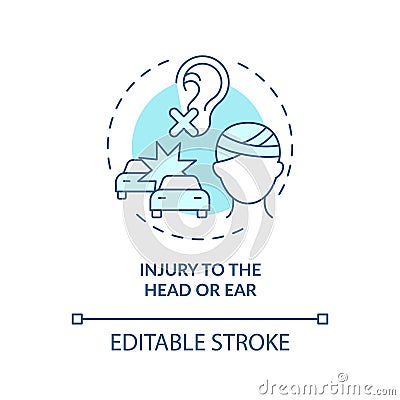 Injury to head and ear concept icon Vector Illustration