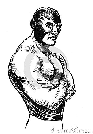 Strong wrestler Cartoon Illustration