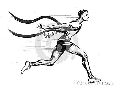 Crossing finishing line Cartoon Illustration