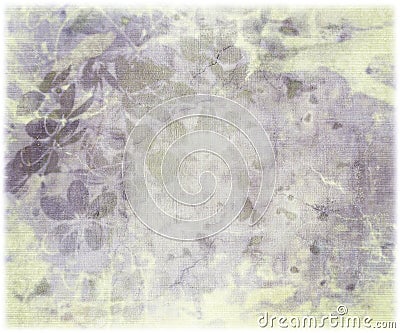 Ink blossom print on antique ribbed paper Stock Photo