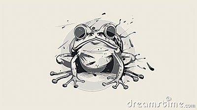 Whimsical Frazzled Frog: Ink Cartoon Stock Photo