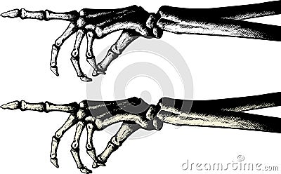 Ink drawing of a pointing skeleton hand Vector Illustration