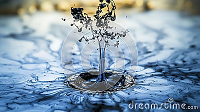 Ink drop action spreading on paper studio background abstract photography close-up view fluid motion concept Cartoon Illustration