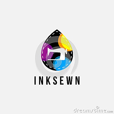 Ink drop with cmyk color as sewn label, logo icon vector template Vector Illustration