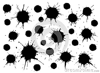 Ink drop splats. background with black ink blots. Vector Illustration