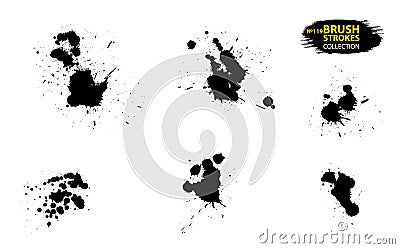 Ink drops and splashes. Artistic dirty grunge abstract spot vector set. Set of black splash on white background. Grunge Vector Illustration