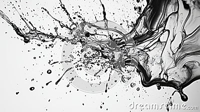 Ink explosion art abstract creation studio space chaotic environment close-up view creative expression for visual impact Cartoon Illustration