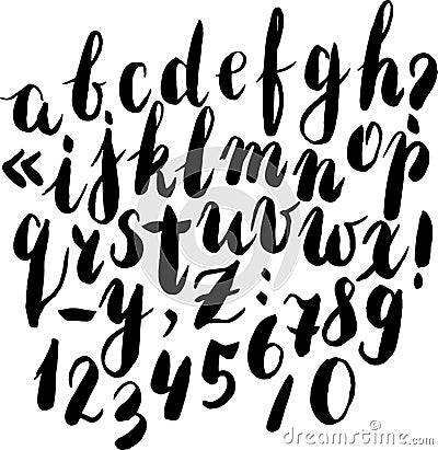 Ink hand drawn alphabet. Vector illustration. Brush painted letters. ABC Painted Letters. Modern Brushed Lettering. Painted Vector Illustration