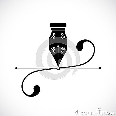 Ink Pen Anchor Point With Handles or Bezier Curve Vector Illustration