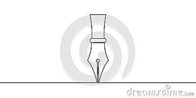 Ink pen draws straight line, vector pen tool one line art Vector Illustration