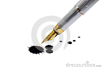 Ink-pen and ink blot Stock Photo