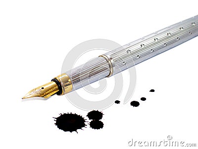 Ink-pen and ink blot Stock Photo