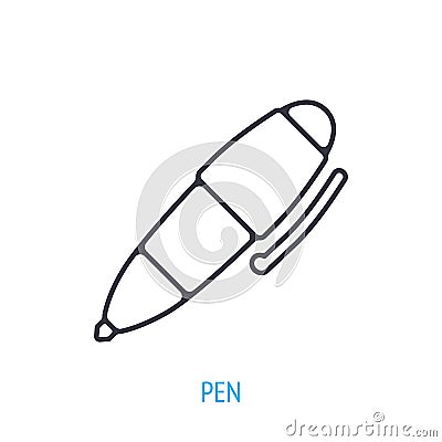 Ink pen. Outline icon. Vector illustration. Ballpoint pencil or felt pen. Symbols of business, finance and education. Vector Illustration