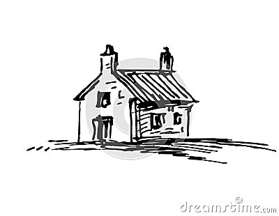 Ink sketch of barn Vector Illustration