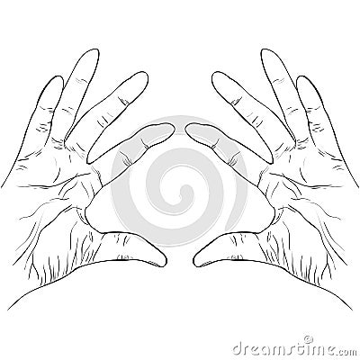 Ink sketch two hands holding something vector Vector Illustration