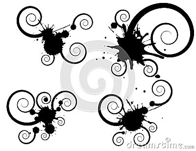 Ink with spirals Vector Illustration