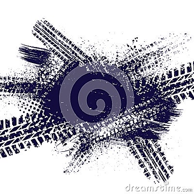 Ink splash with tire tracks Vector Illustration