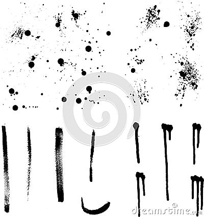 Ink splashes and brushes Vector Illustration